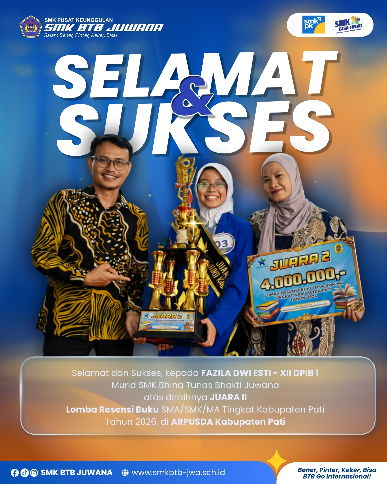 JUARA II LOMBA RESENSI BUKU TINGKAT KAB.PATI, DI ARPUSDA